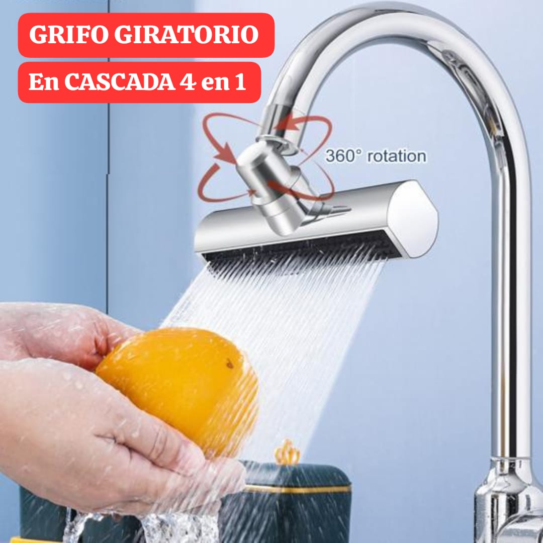 GRIFO DE COCINA GIRATORIO CON CASCADA 4 EN 1