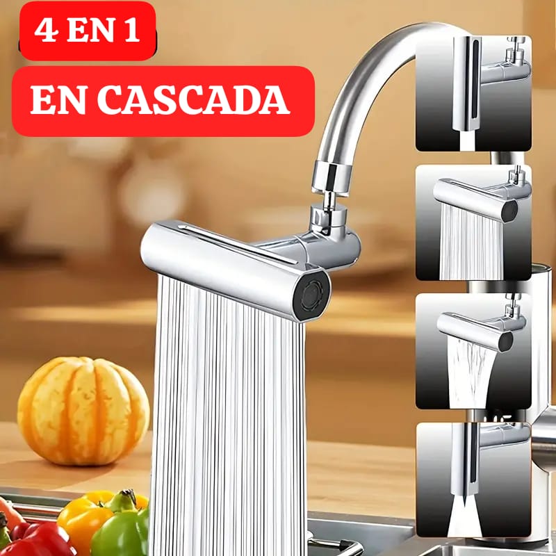 GRIFO DE COCINA GIRATORIO CON CASCADA 4 EN 1